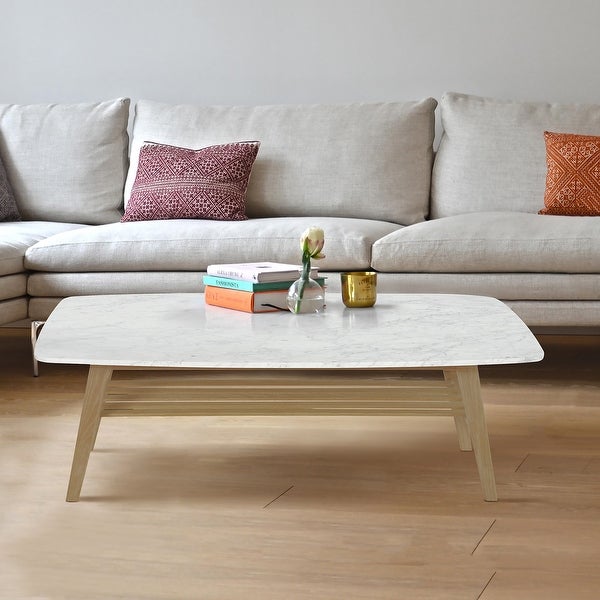 Beautiful Italian Carrara White Marble Coffee Table For A Modernized And Stylish Living Room