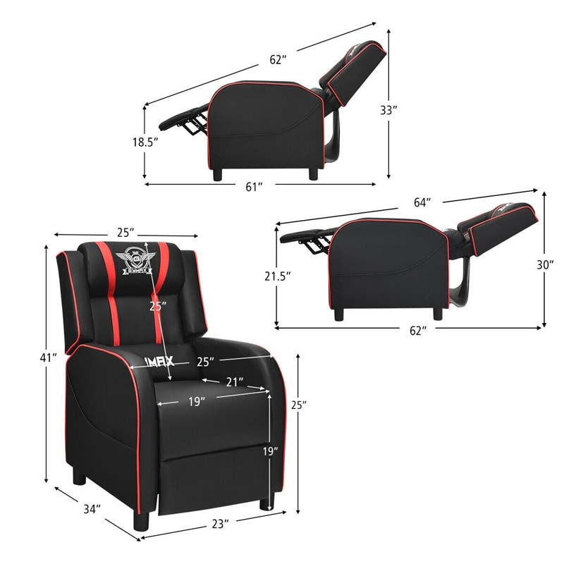 Massage Gaming Recliner Chair with Footrest, Racing Style Gaming Sofa, Lounge Sofa, PU Leather Single Sofa, Home Theater Seat