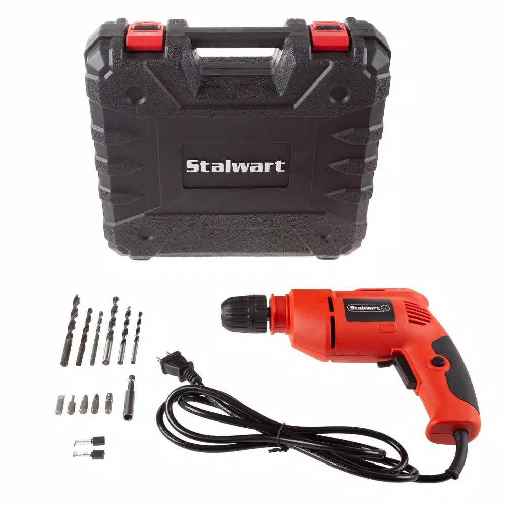 Stalwart 3.2 Amp Corded Electric 3/8 in. Power Drill with 6 ft. Cord and Carrying Case and#8211; XDC Depot