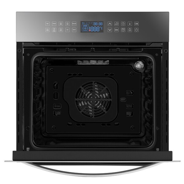 24 in. Single Electric Wall Oven with Convection Fan in Silver Glass - 24