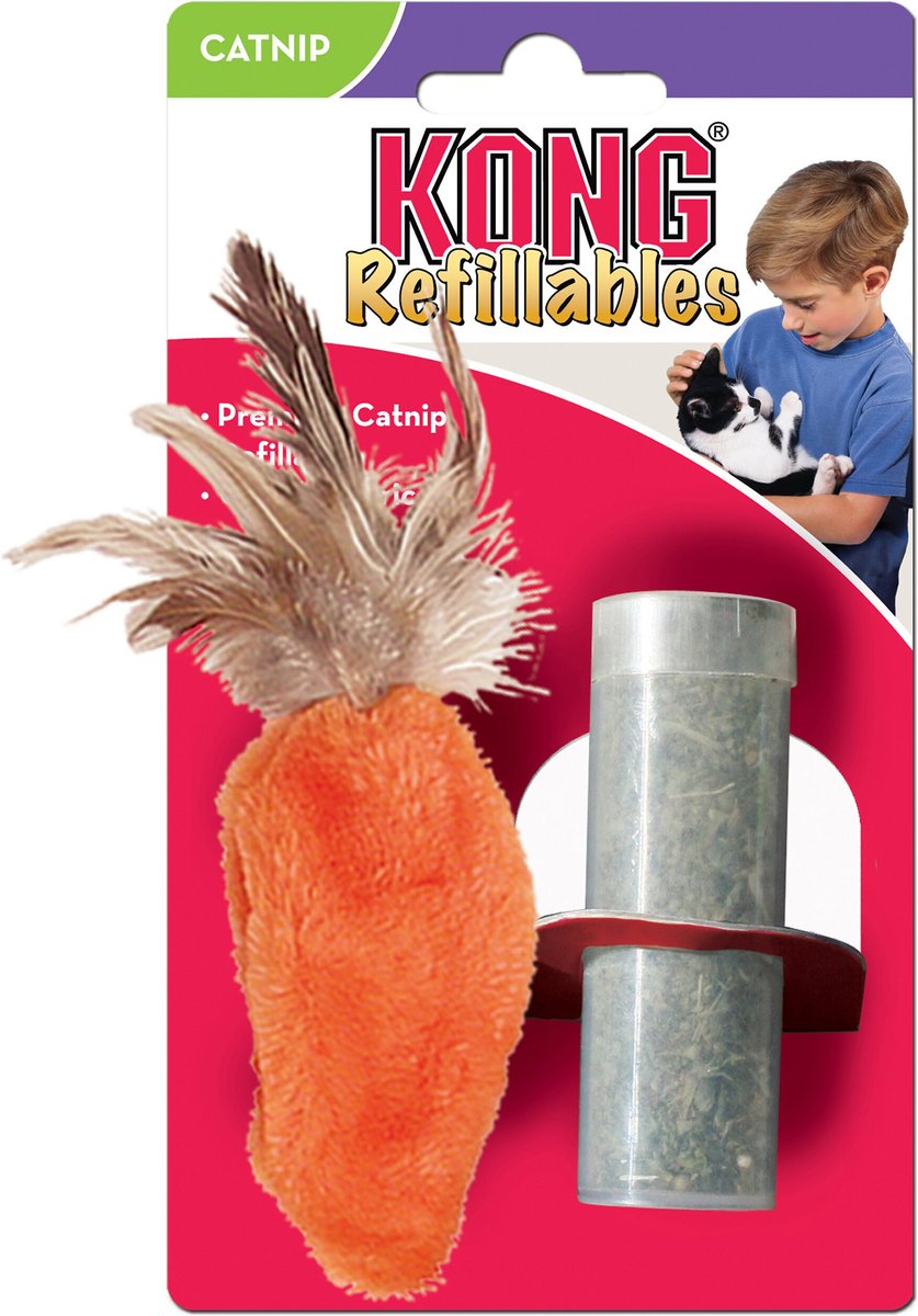 KONG Refillable Feather Top Carrot Catnip Cat Toy