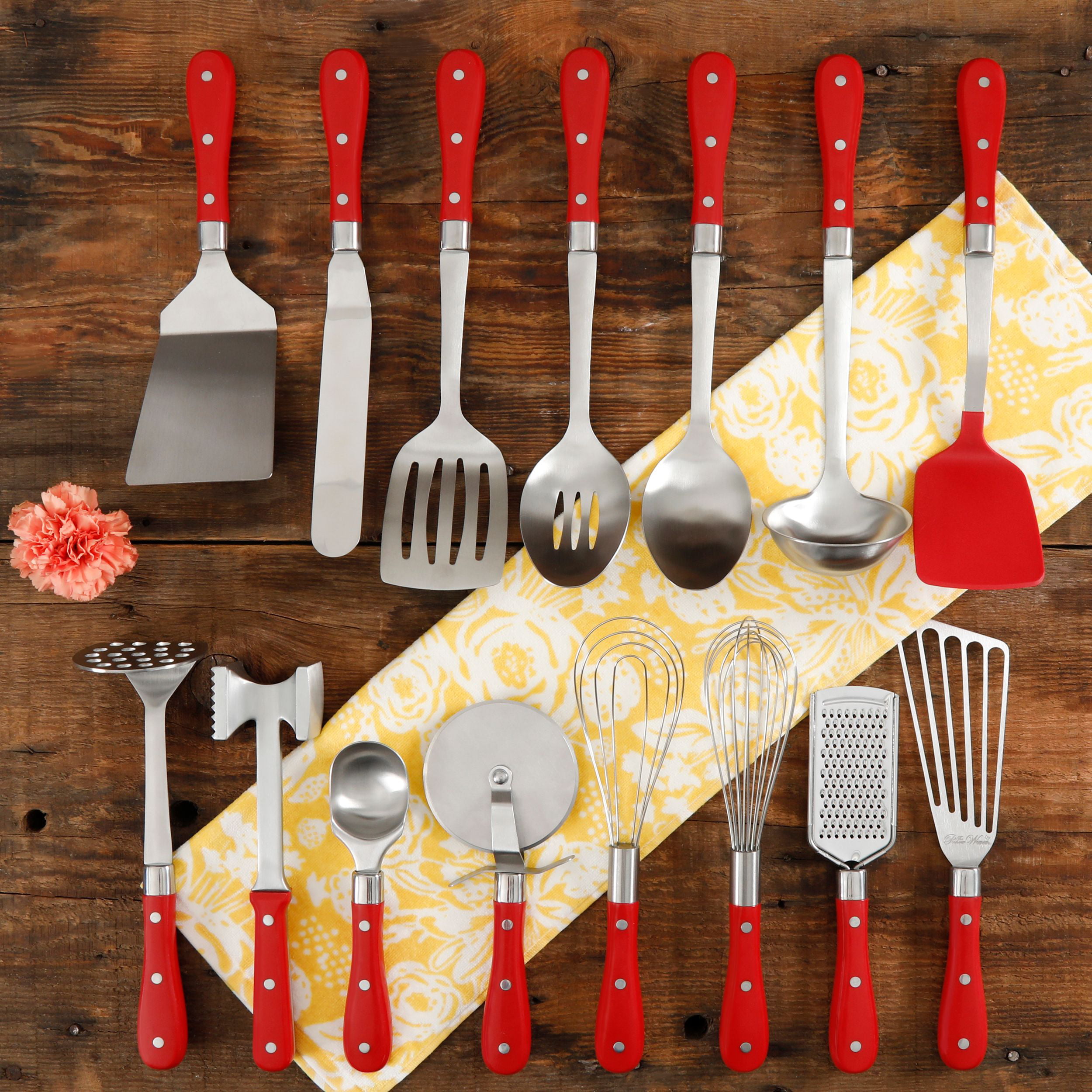 Collection 15-Piece All in One Kitchen Utensil Set, Red