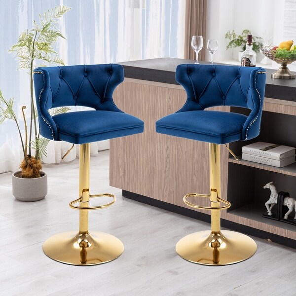 Modern 2PCS Bar Stools With Back and Footrest Counter Height