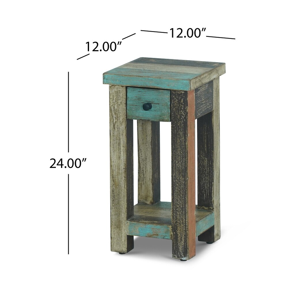 Meader Distressed Mango Wood Small Side Table by Christopher Knight Home