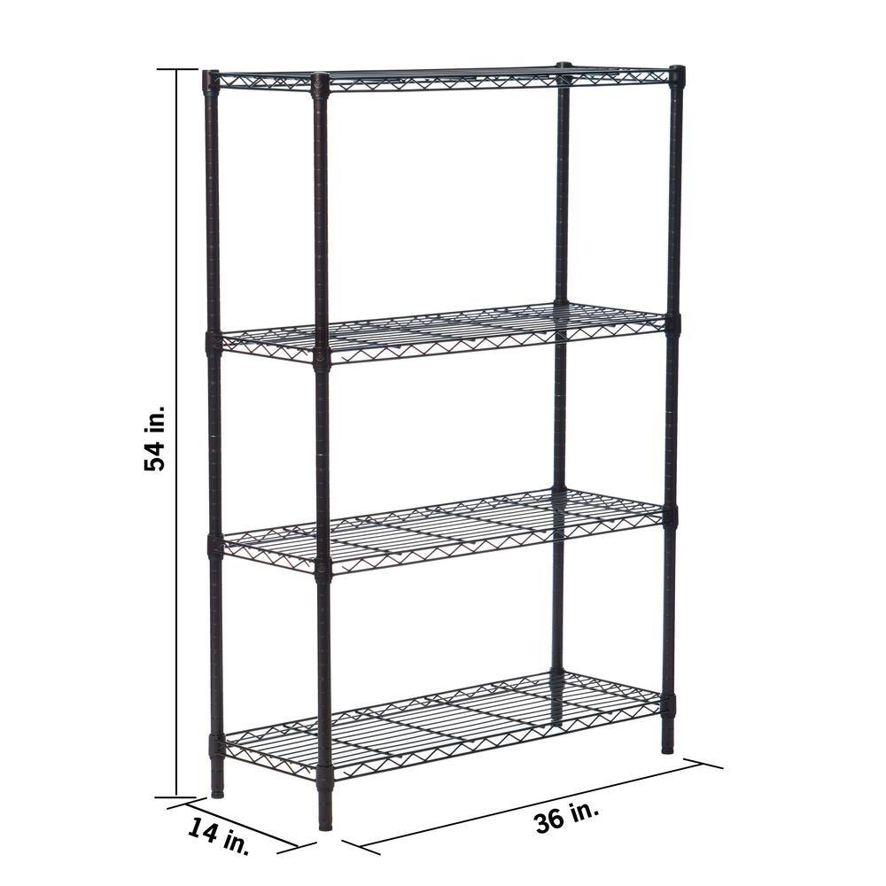 TRINITY Dark Bronze 4-Tier Steel Wire Shelving Unit (36 in. W x 54 in. H x 14 in. D) TBFPBR-0901