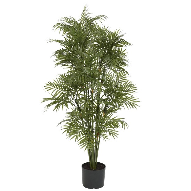 Artificial Plastic Parlor Palm Tree In Pot Black Nearly Natural