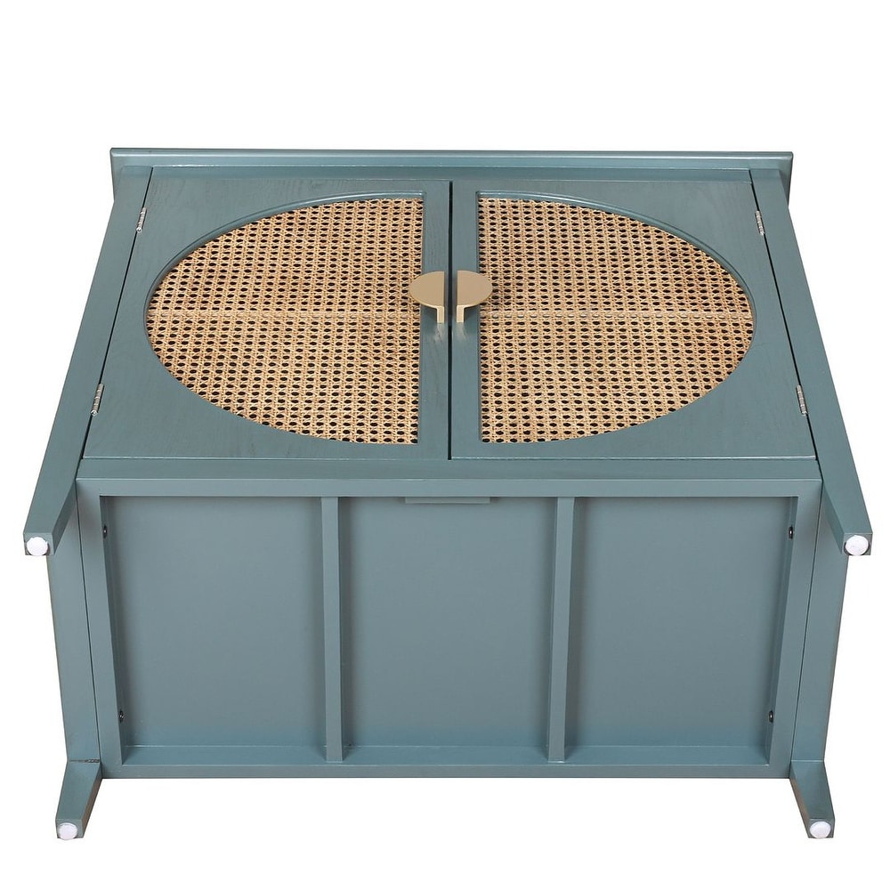 Woven Rattan Wicker Doors Accent Cabinet Sideboard