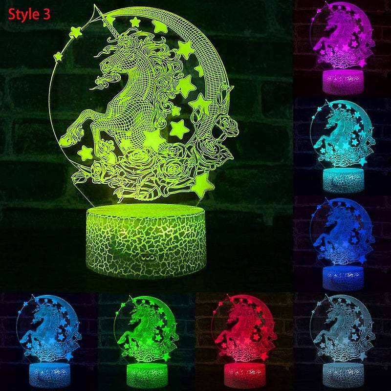 Night Lights Projectors 3D Colour Changing Led Unicorn With Remote Control