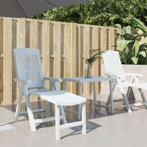 vidaXL Sun Lounger Outdoor Patio Furniture Folding Lounge Chair White Plastic   Outdoor Lounge Chairs   by vidaXL LLC  Houzz