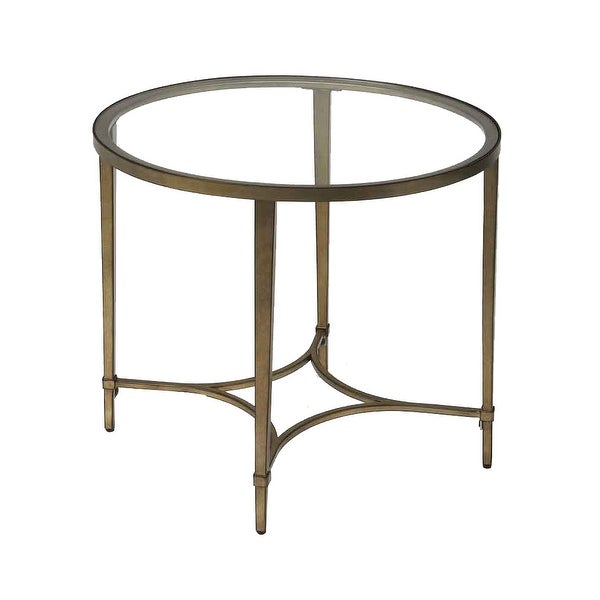 Monica Gold Distressed Metal End Table - Oval