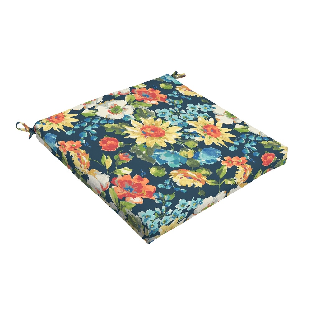 Humble + Haute Indoor/ Outdoor Blue Multi Floral Chair Cushion