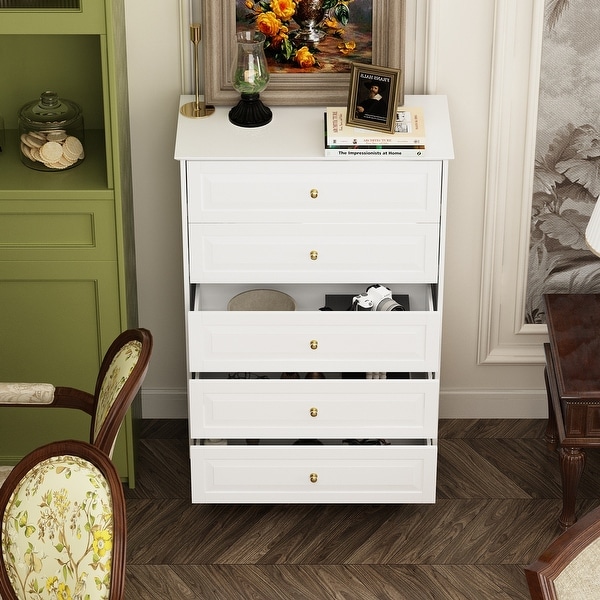 Side Tatble 5 Drawer Dresser Drawer Chest Tall Storage Cabinet - - 36594944