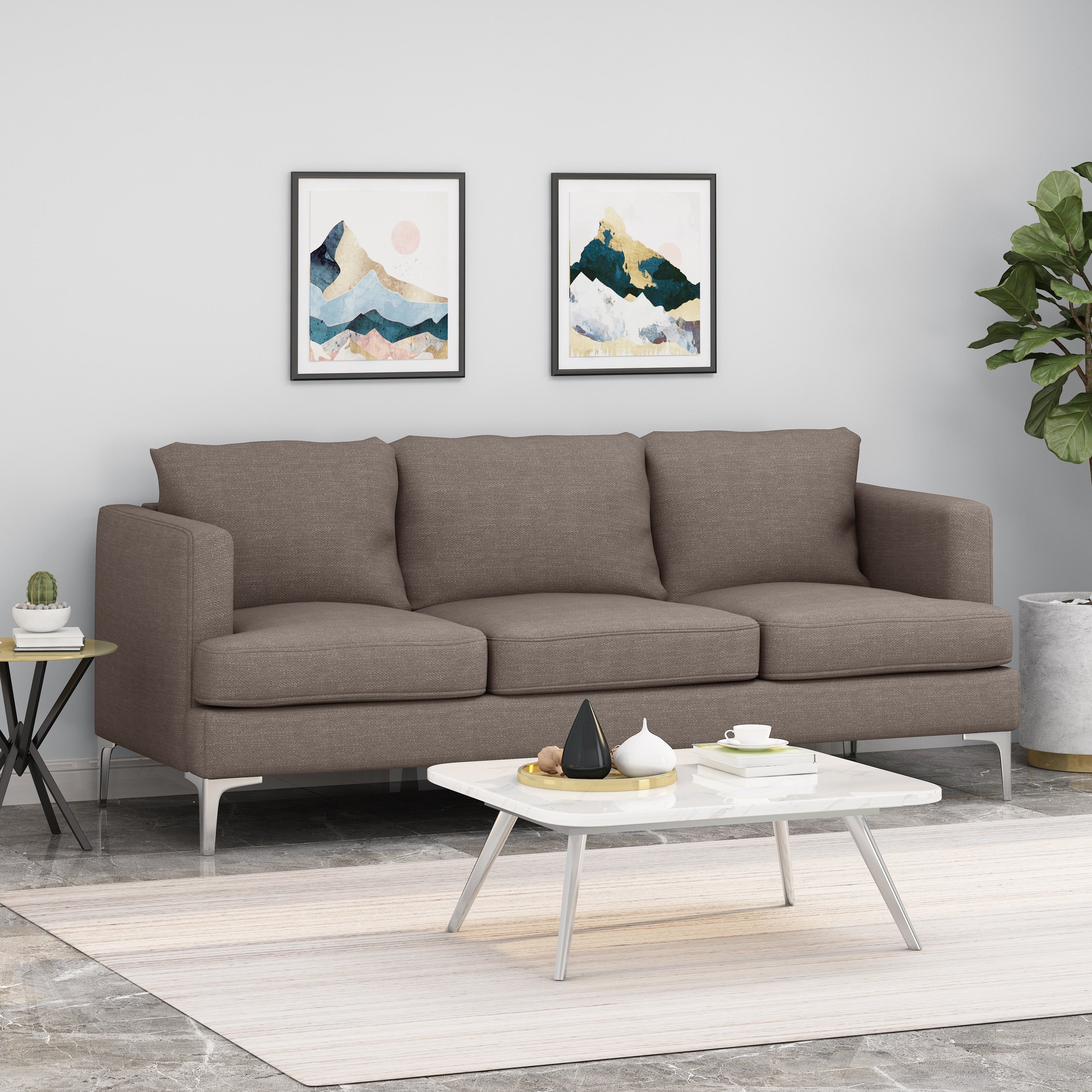 Zoha Modern Fabric 3 Seater Sofa