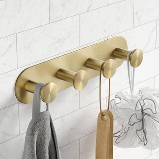 KRAUS Elie Bathroom Robe and Towel Rack with 4 Hooks in Brushed Gold KEA-18804BG