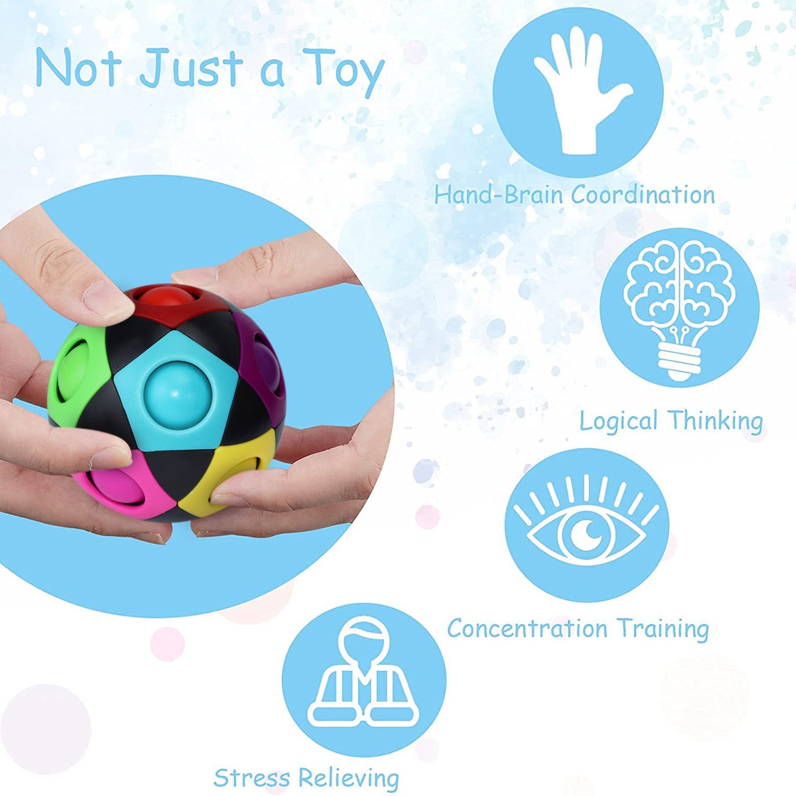 Lovehome Magic Rainbow Ball， Fidget Ball Speed 3D Puzzle Ball Educational Toys Brain Teasers For Kids Adult