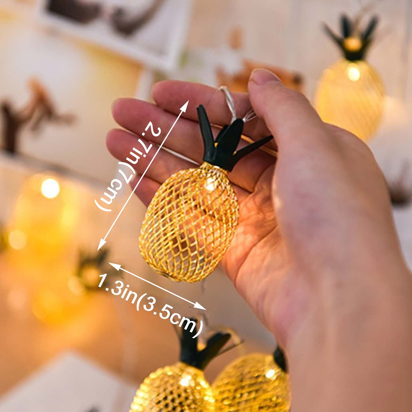 LED golden pineapple string golden light LED battery string light Led lights for bedroom outdoor floor lamp pendant DIY Wedding Party Bedroom Terrace(Multicolor)