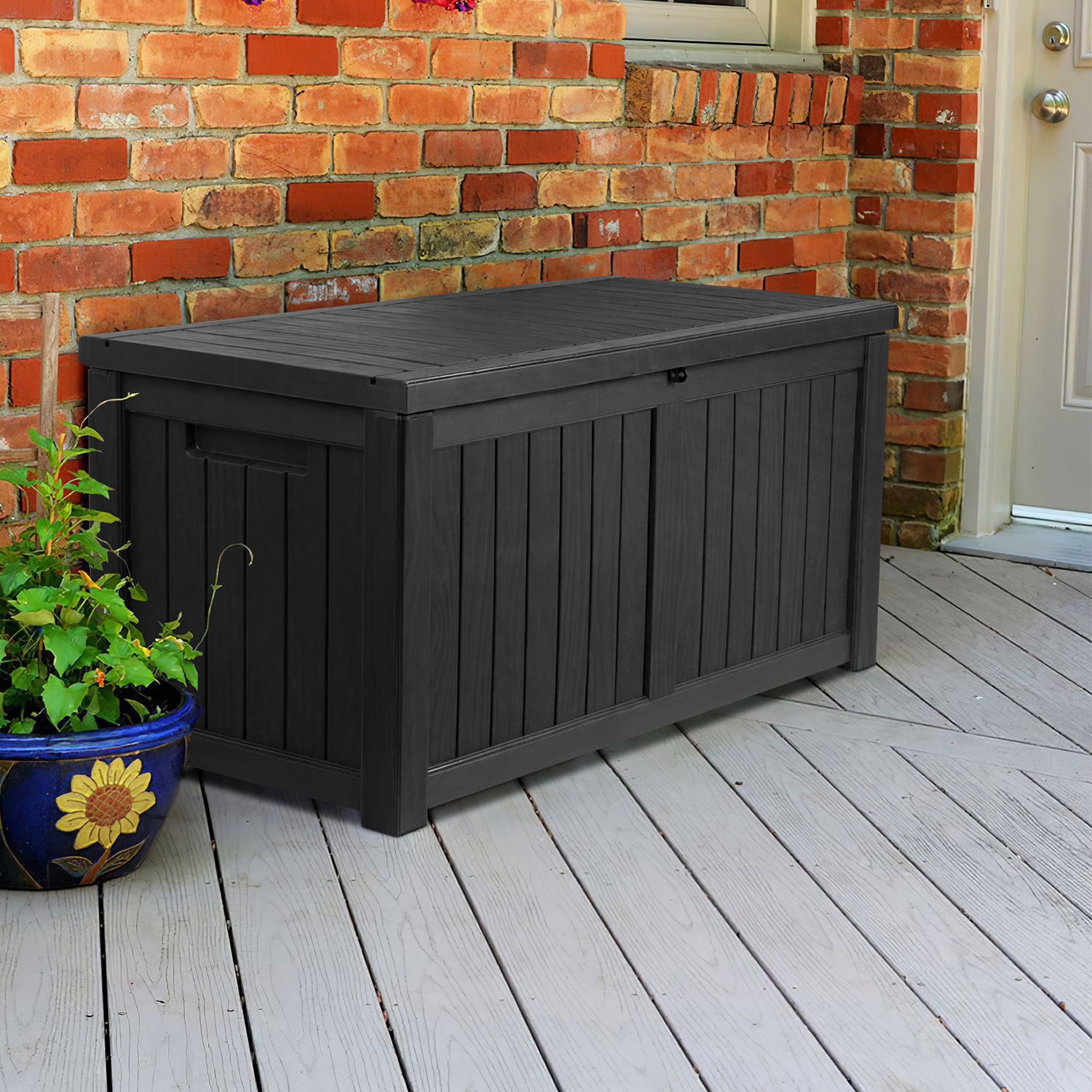 Devoko 119 Gallon Outdoor Box Deck Plastic Resin Storage Box Large Capacity, Black