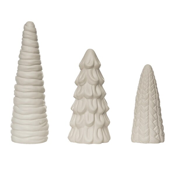 Transpac Dolomite 12.5 in. White Christmas Tree Set of 3