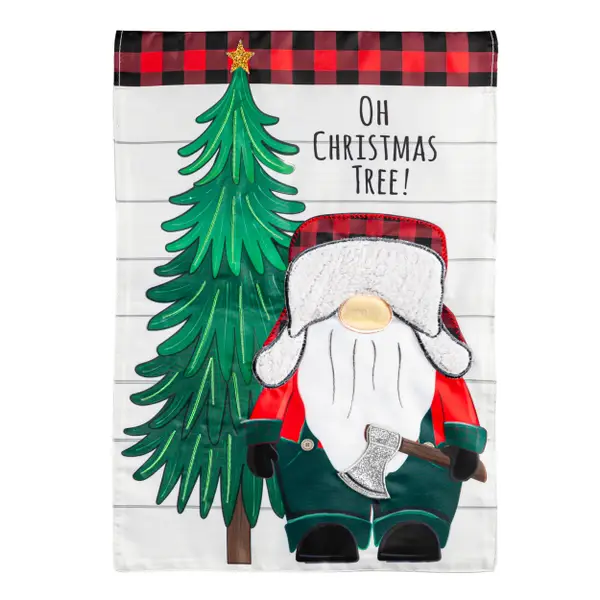 Evergreen Enterprises Lumberjack Gnome House Applique Flag