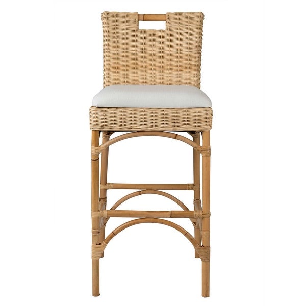 Natural Rattan Cushioned Stool