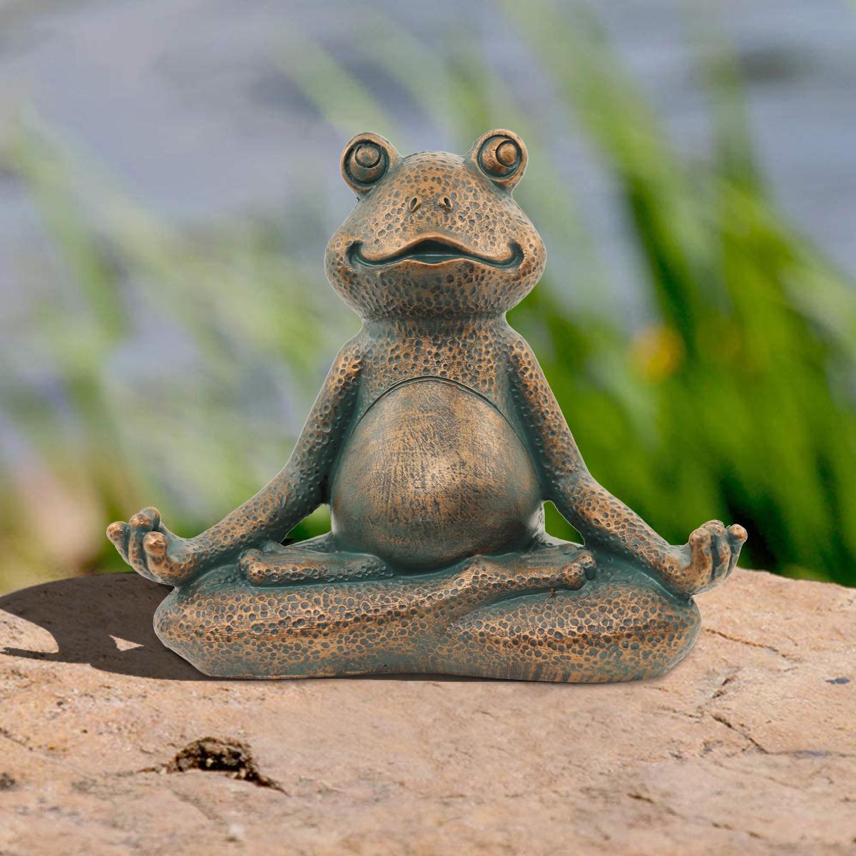 Goodeco Meditating Frog Miniature Figurine,Zen Yoga Frog Garden Statue Ornament- Indoor/Outdoor Garden Sculpture for Fairy Garden, 5 inch(Copper)