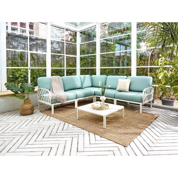 Laurel Outdoor Corner Seat With Cushion White seafoam Lagoon