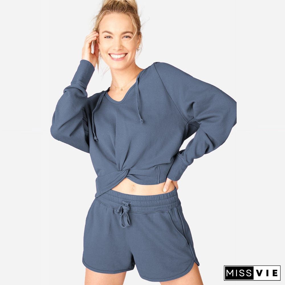 Knot Twist Front Cropped Hoodie