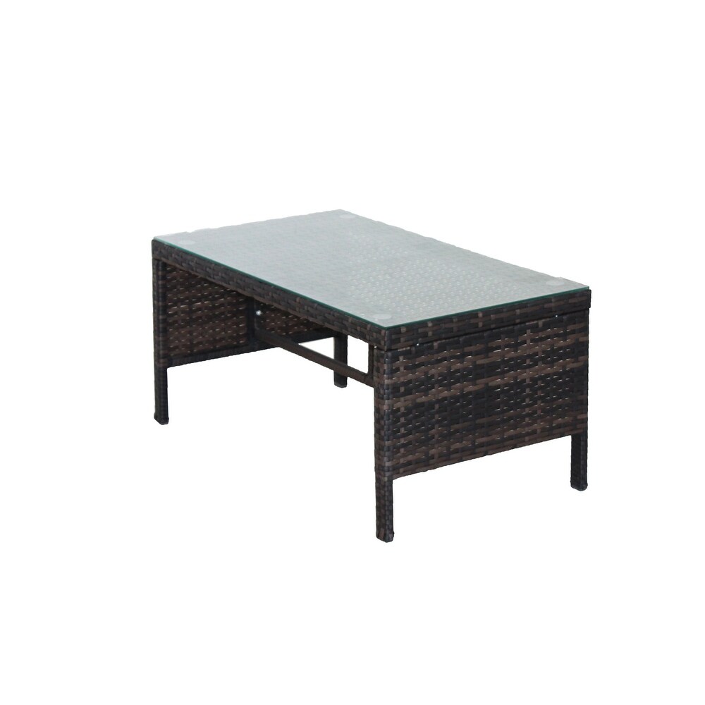 Outdoor Patio Coffee Table with Clear Tempered Glass