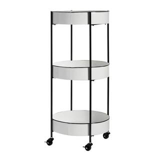 Litton Lane White Rolling 3 Shelves Kitchen Storage Cart with Wheels 46440