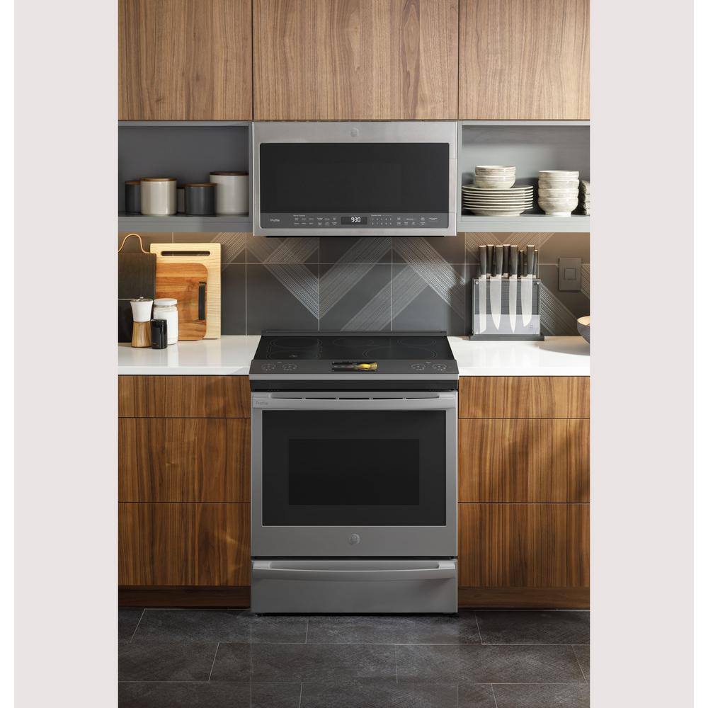 GE Profile Profile 30 in. 5.3 cu. ft. Smart Slide-In Induction Range with Self-Cleaning Convection Oven in Stainless Steel PHS93XYPFS