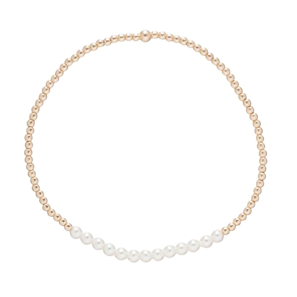 Enewton Designer  Gold Bliss 2mm Bead Bracelet - Gemstone in Pearl