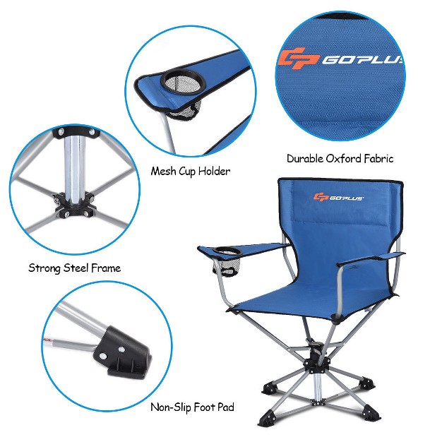 Costway Collapsible Portable Swivel Camping Chair 360degreesfree Rotation For Picnic Fishing