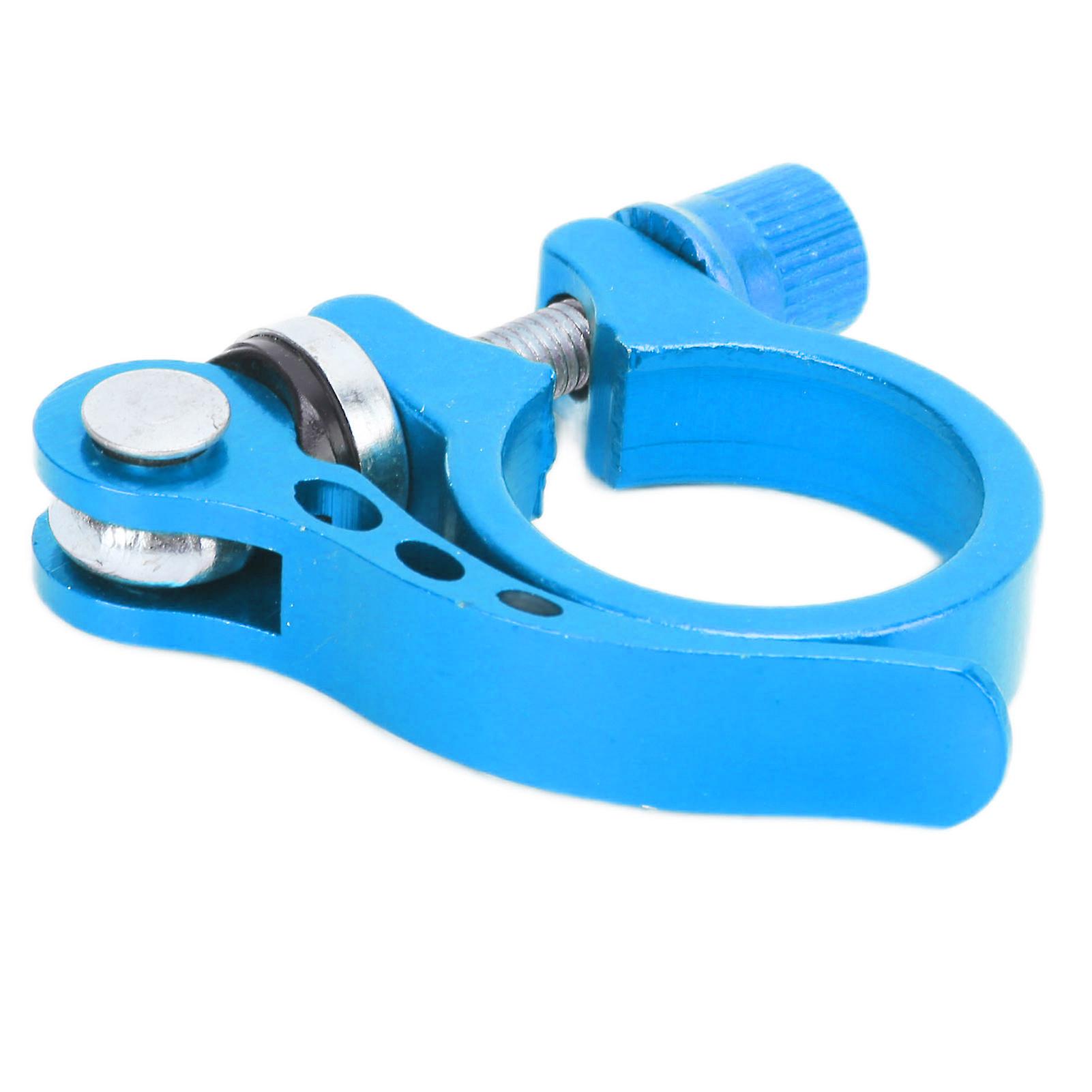 Seatpost Clamp Aluminum Alloy Quick Release Saddle Tube Clip For Mountain Bikes 3cmblue