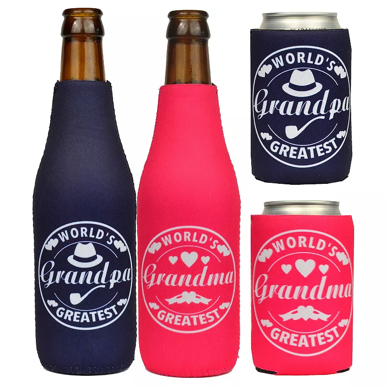 Two neoprene can coolers perfect Gifts for Grandma and Grandpa