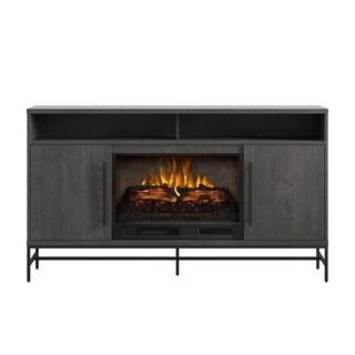 SCOTT LIVING KAPLAN 60 in. Freestanding Media Console Wooden Electric Fireplace in Gray Fawn Aged Oak HDSLFP60L-1A