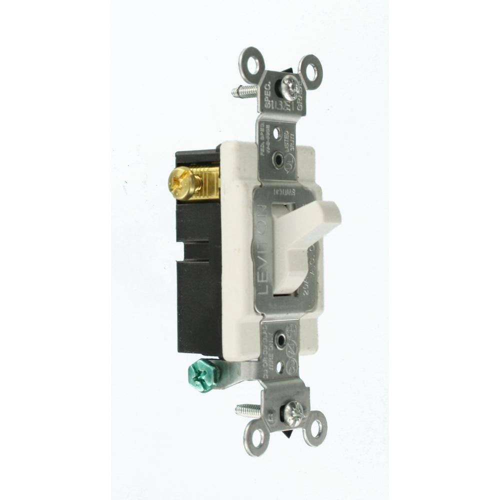 Leviton 20 Amp 3-Way Commercial Toggle Switch White R62-0CSB3-2WS