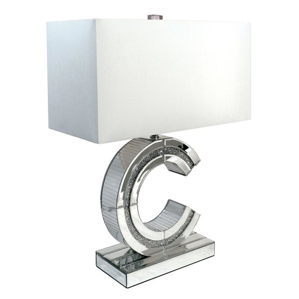 Eali Contemporary Silver and White Table Lamp by Furniture of America