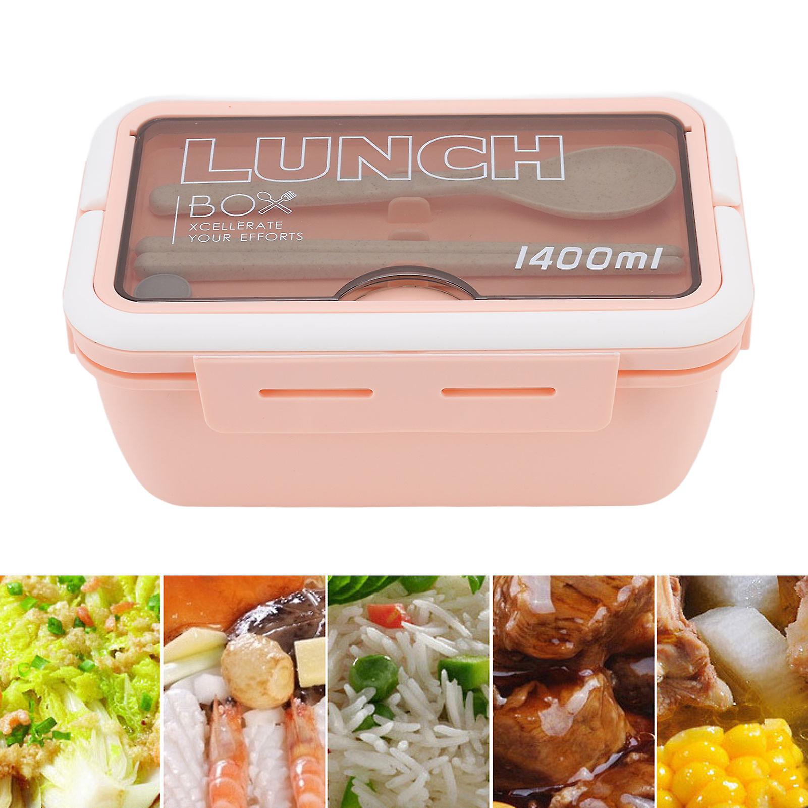 Bento Lunch Box， Leakproof Lunch Box Containers For Kids And Adults Large Capacity Thermal Lunch Box With 3 Compartments， Spoon Chopsticks[pink]