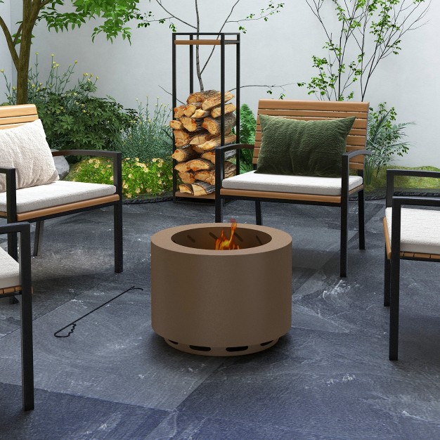 Wood Burning Firepit With Poker Stainless Steel