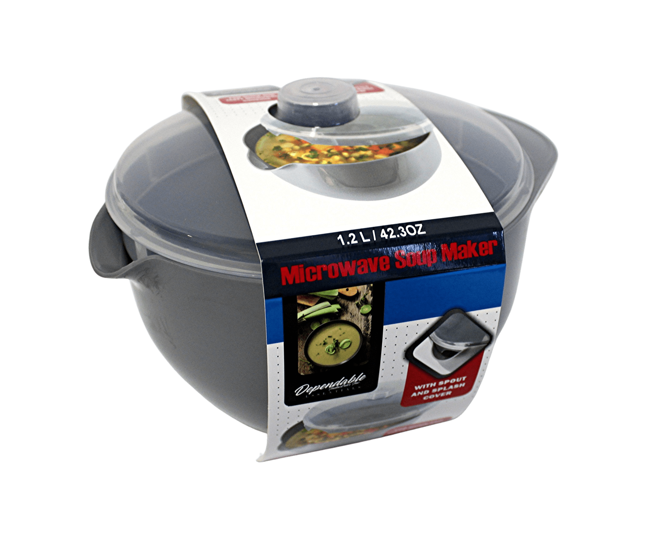 Microwave Soup and Stew Maker Microwave Bowl with Spout and Splash Cover 1.2 Liter