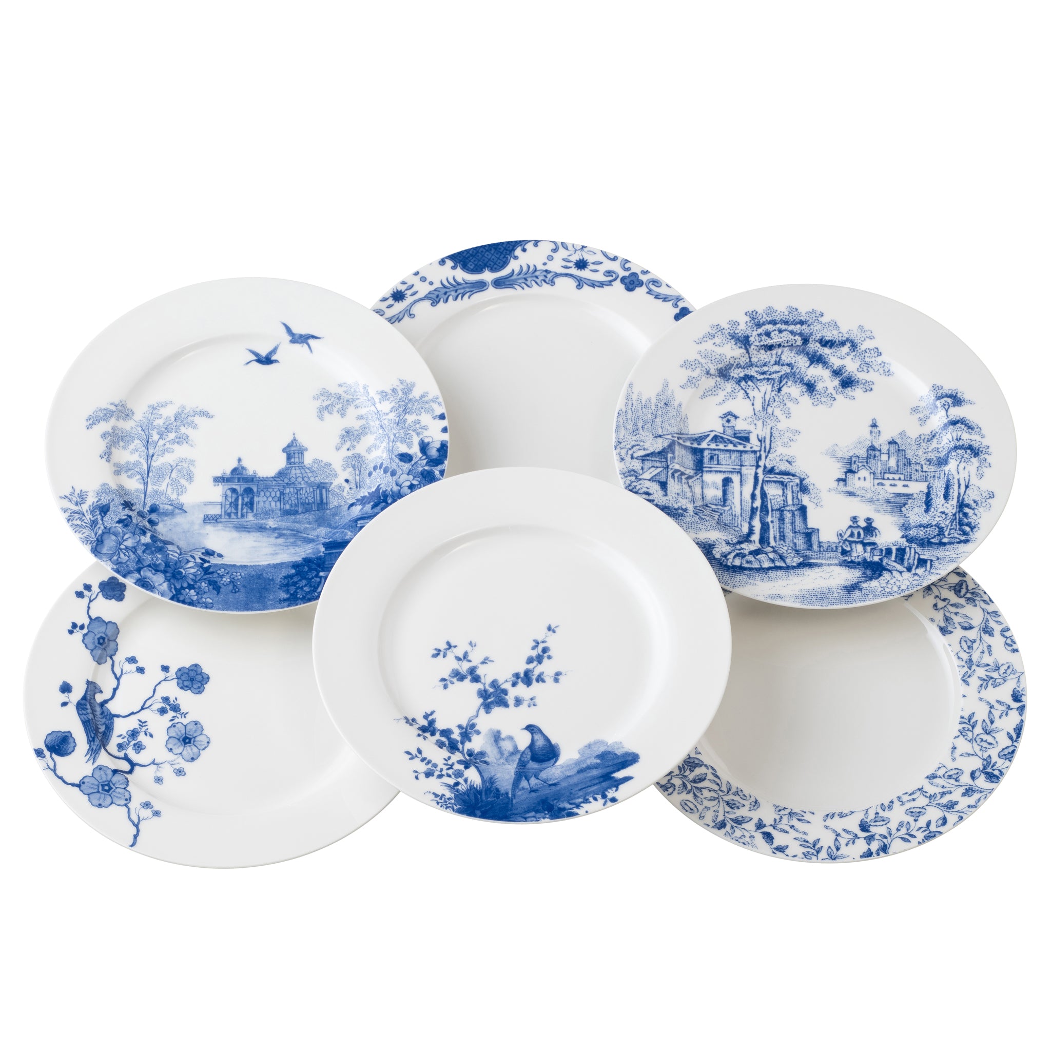 Aynsley Archive Blue Teaplates Set of 6