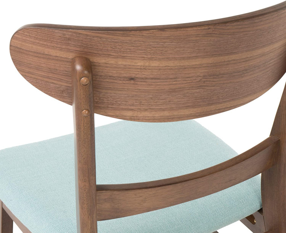 Set of 4 Mid Century Dining Chair  Wooden Frame With Padded Seat  Mint/Walnut   Midcentury   Dining Chairs   by Declusia  Houzz