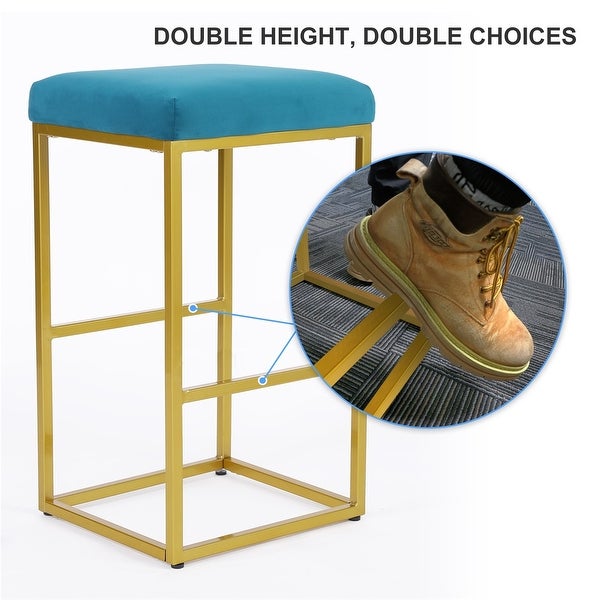 2pcs Counter Height Bar Stools with Gold Frame