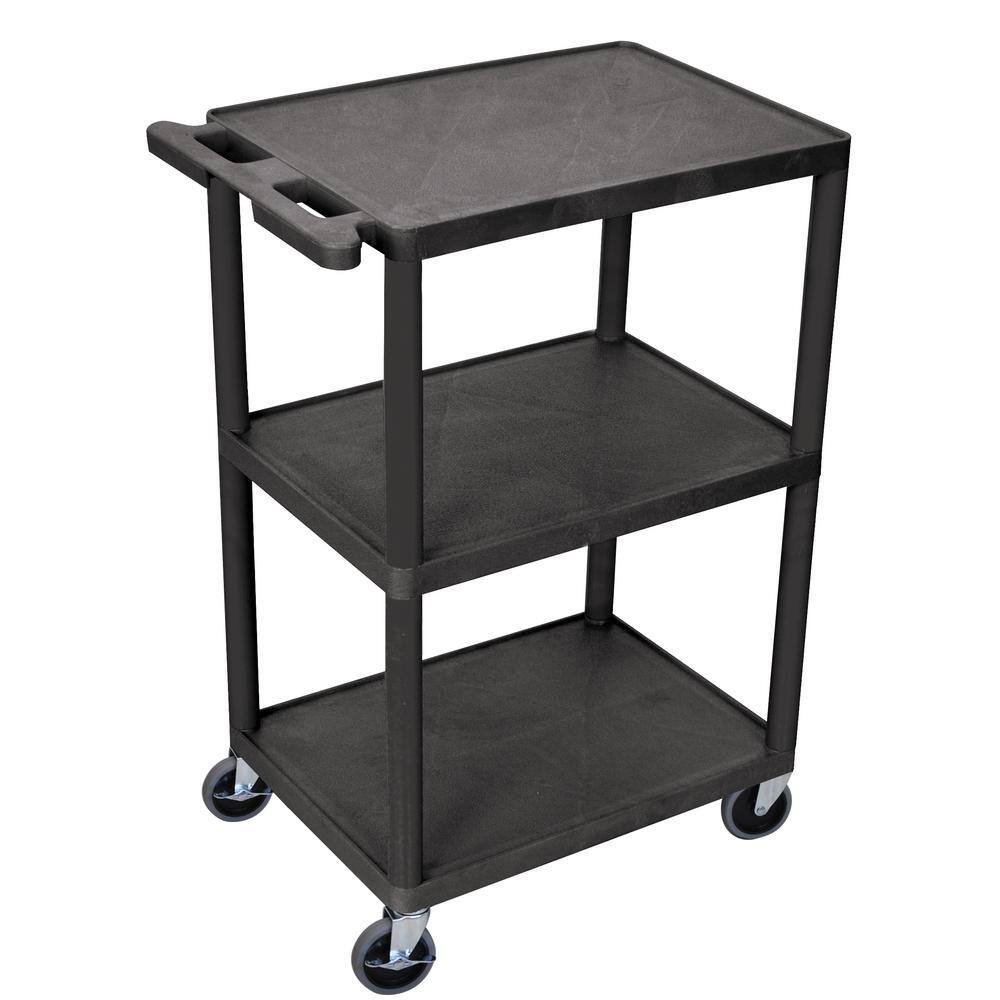 Luxor HE 24 in. 3-Shelf Utility Cart in Black HE42-B