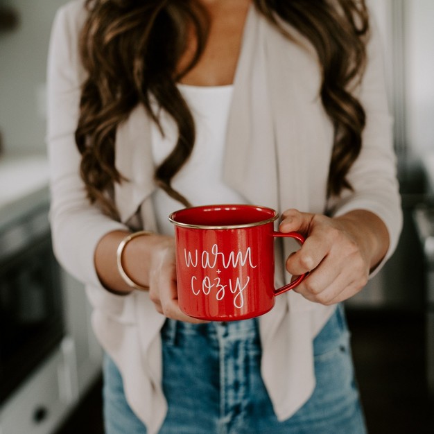 Sweet Water Decor Warm And Cozy Red Metal Coffee Mug 18oz