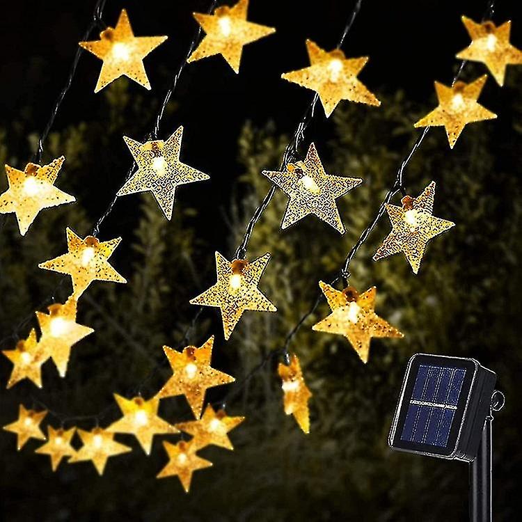 Solar Star String Lights 7m 50 Leds Pentagram Fairy Lights Garden Lantern With 8 Lighting Modes Outd