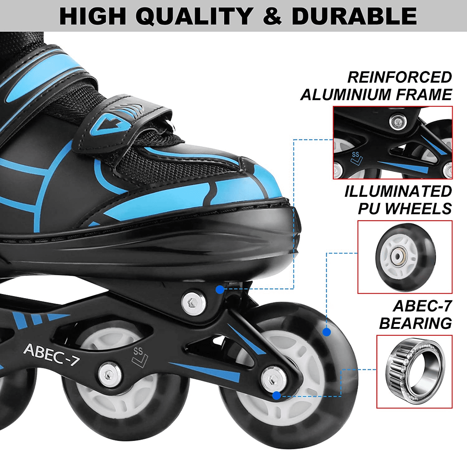 Newest Inline Skates， Adjustable Roller Skates Blade Light Up Flashing Skates Wheels Inline Skates Blades for for Kids，Children，Adults，Teens，Men，Women Beginner