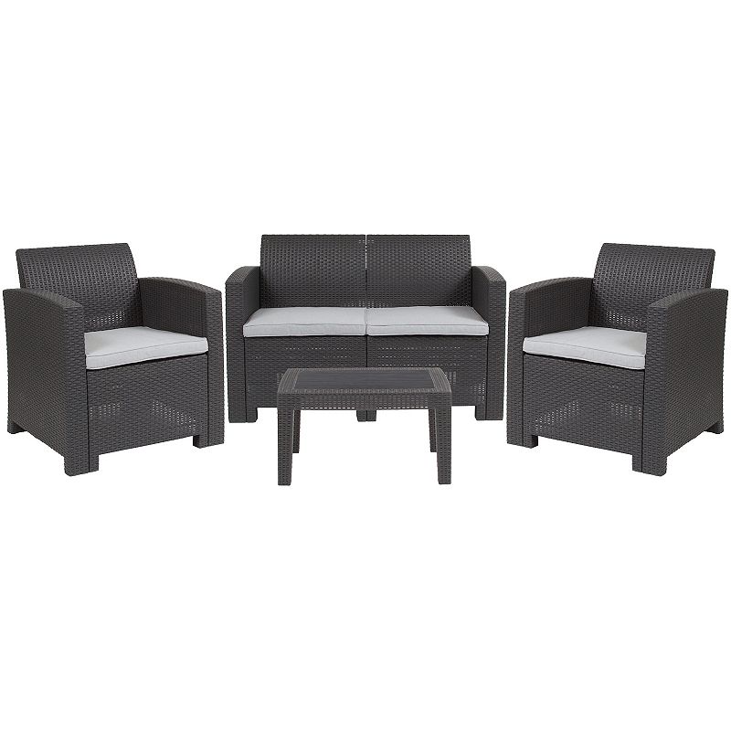 Flash Furniture Patio Chair， Loveseat and Coffee Table 4-piece Set