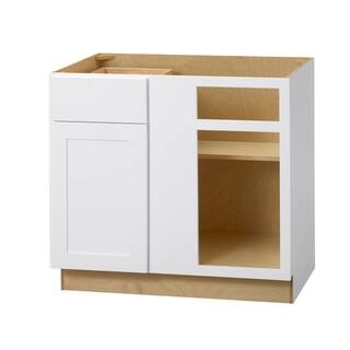 Hampton Bay Avondale Shaker Alpine White Ready to Assemble Plywood 36 in Blind Corner Base Cabinet (36 in x 34.5 in H x 24 in D) BBC36