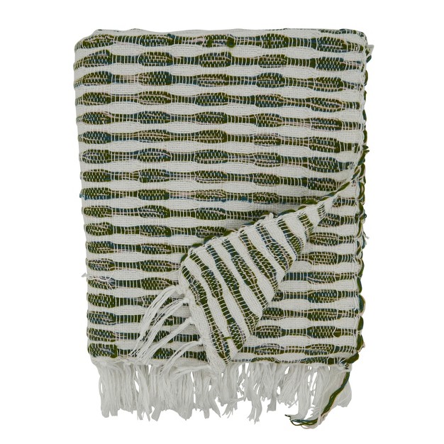 Saro Lifestyle Woven Line Throw 50x60 Inches Green